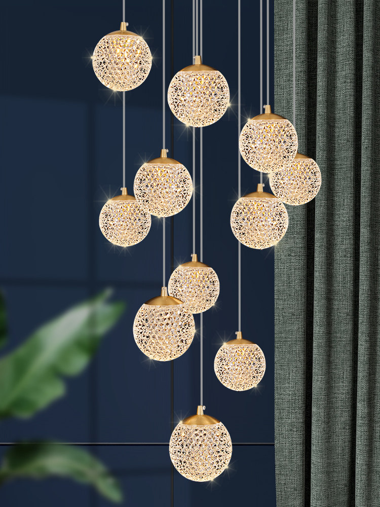 经典楼梯间长吊灯轻奢别墅复式楼客厅现代简约餐厅灯创意苹果灯具