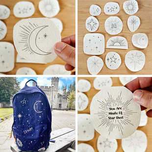 NO.29星辰月海手工diy水溶刺绣贴纸休闲潮流复古图案