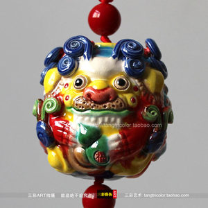 车载陶瓷貔貅挂件交趾陶平安祝福汽车内挂饰吊坠三面立体纯手工