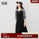 OSA欧莎撞色翻领休闲连衣裙女秋季 2025新款 慵懒感收腰显瘦长裙子