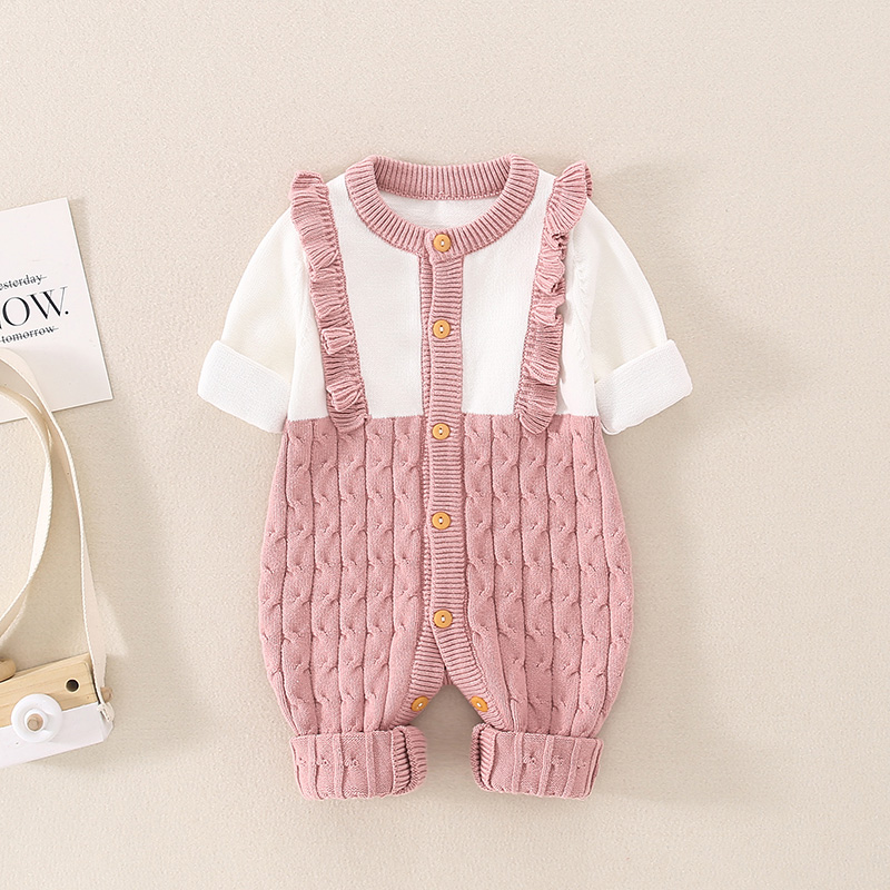 秋冬单排扣女宝宝可爱连体毛衣