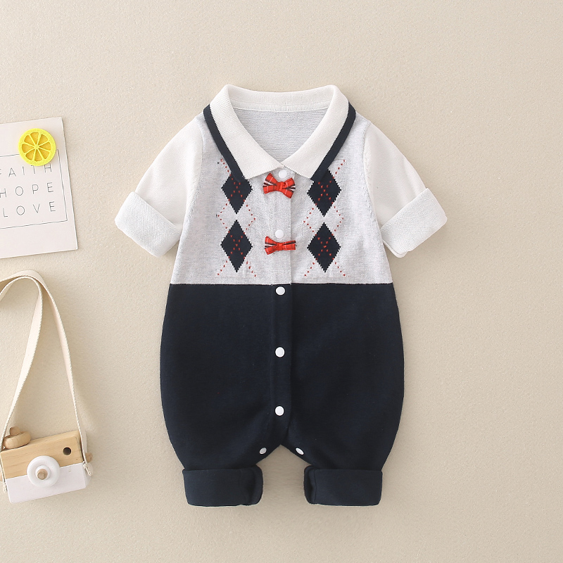 单排扣爬服纯棉秋冬毛衣