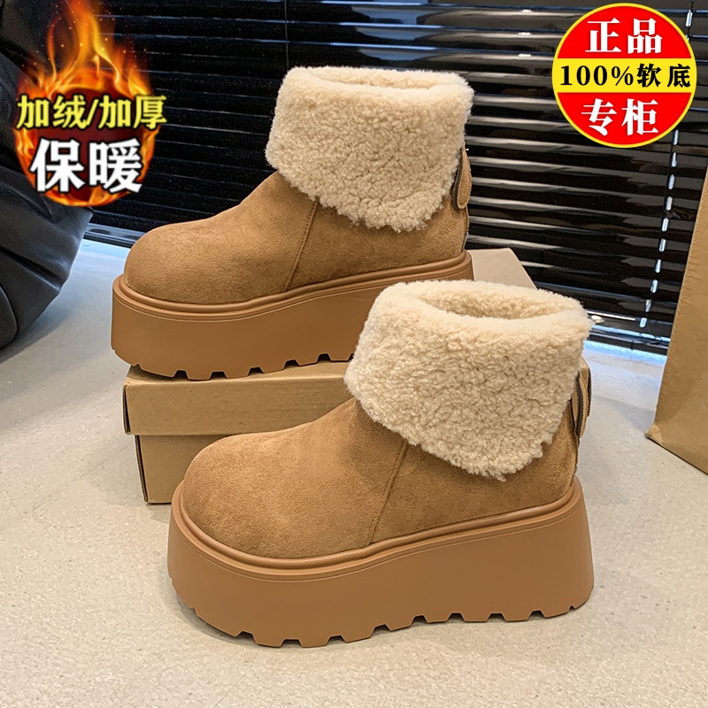 厚底增高雪地靴女芒果头勃肯棉鞋