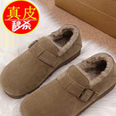 品牌真皮2025秋冬季新款雪地靴加绒毛毛鞋复古加厚保暖勃肯女棉鞋