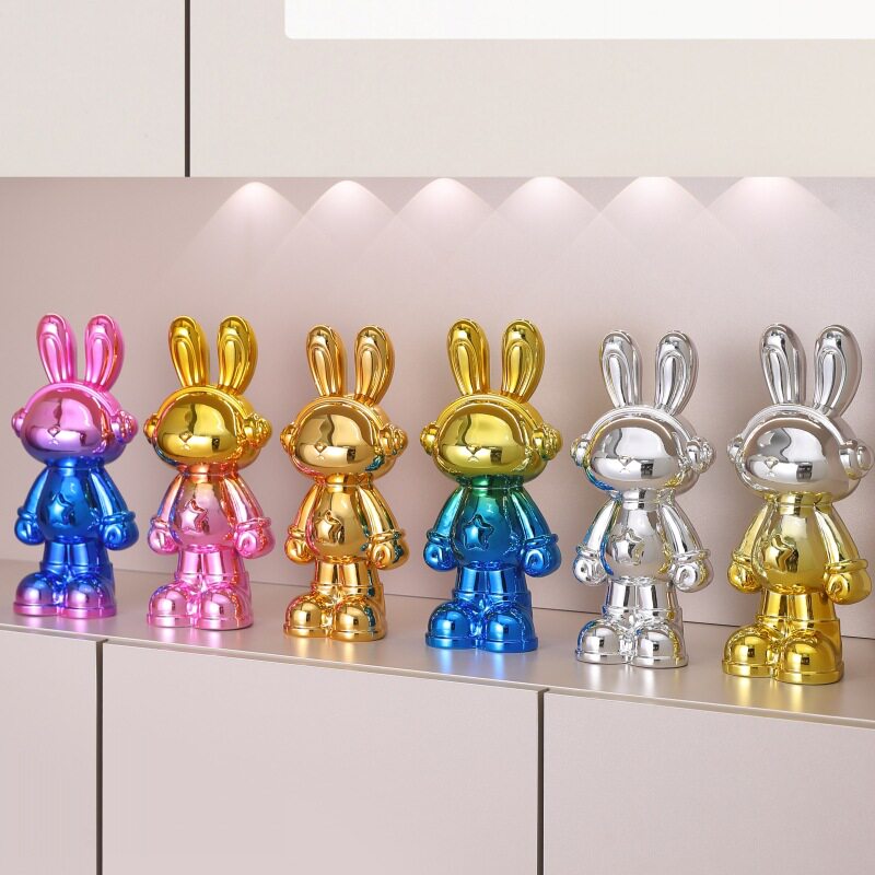 电镀酷乐兔盲盒公仔 创意新潮玩十二生肖酷酷兔摆件 树脂礼品