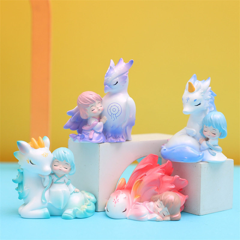 国潮神话二代上古传说神兽公仔盲盒手办摆件树脂工艺品