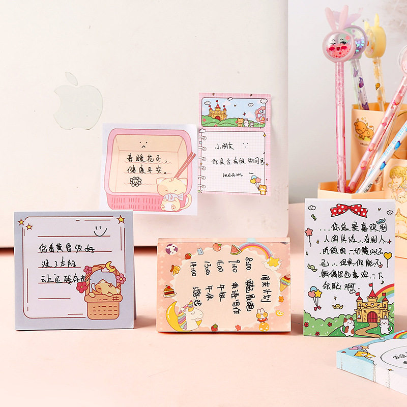 日韩创意加厚便签本可撕卡通学生小清新便携留言本少女萌系记事本