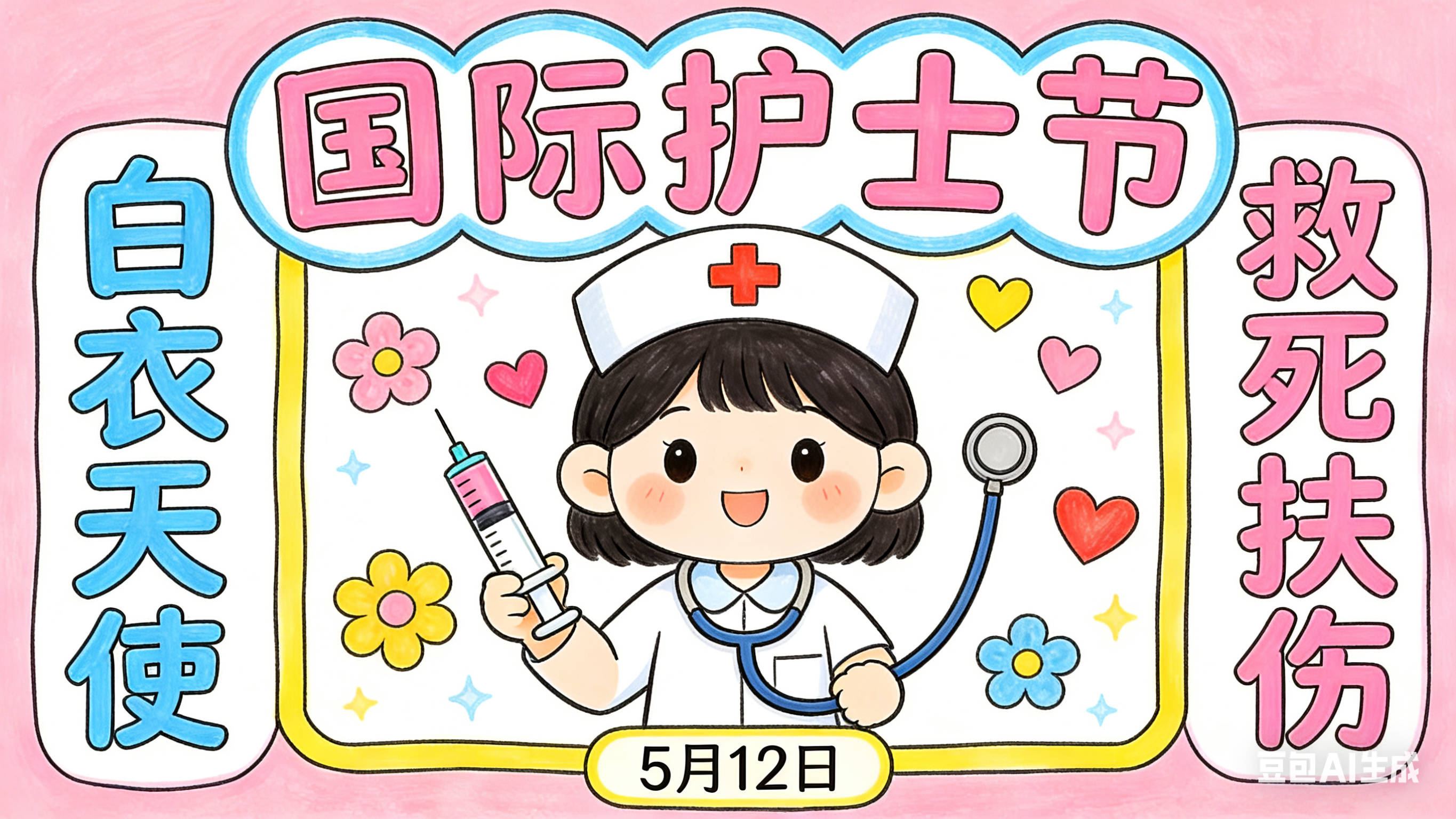 512红十字会志愿红护士节责任担当关爱生命手抄报电子版带内容