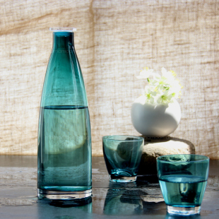 【千睦恩特价】人工 吹制彩色玻璃凉水瓶 时尚炫酷凉水壶 果汁壶