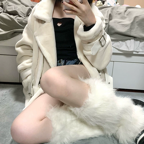 Толстая носка куртка JK Suck Sock Subculture Millennium Hot Girl Y2K Имитация норки плюш, чтобы сохранить теплую и холодную ногу