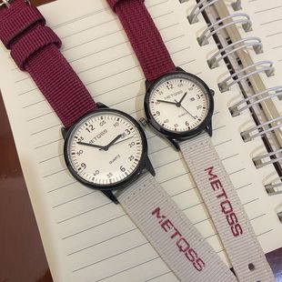 学生手表只看时间校用考试专用男女款帆布带手表高颜值石英腕表