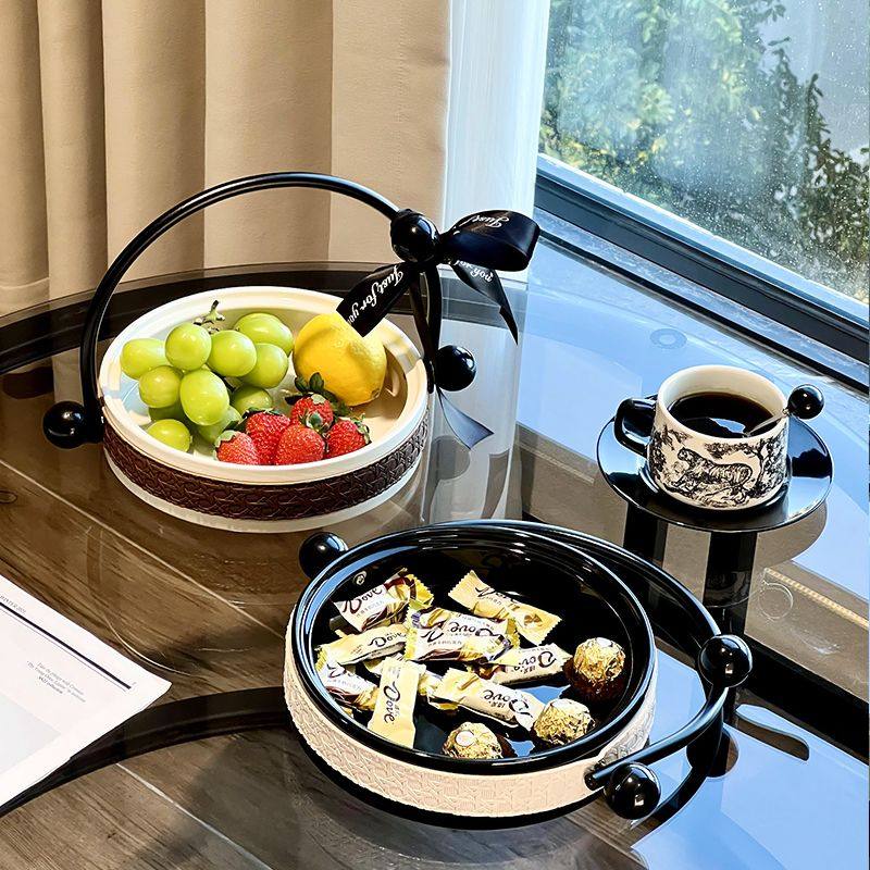尊慕斯轻奢高级感水果盘家用客厅茶几摆件干果盒手提糖果零食果盆,餐饮具,水果叉/水果签,淘宝优惠券,粉丝福利购,淘宝优惠卷
