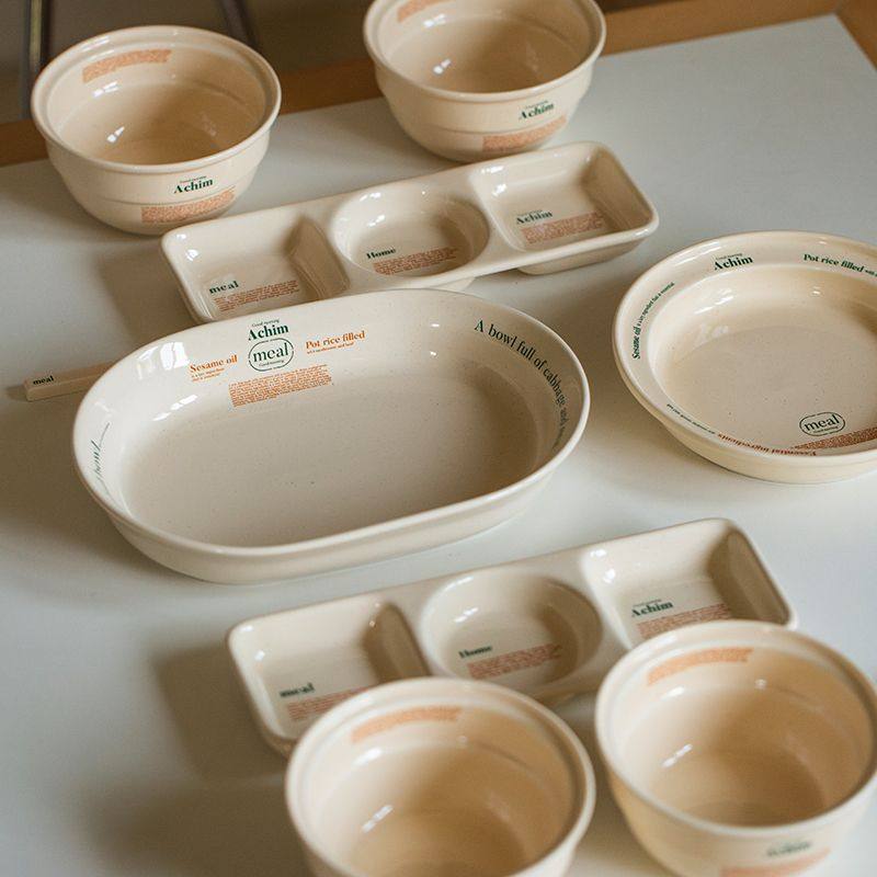 韩国新品momur绿橙奶油黑椭圆碗陶瓷家庭早餐盘高颜值餐具,餐饮具,餐用托盘,淘宝优惠券,粉丝福利购,淘宝优惠卷