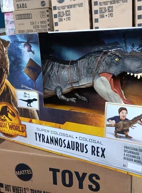 美泰侏罗纪世界电影款超大1米霸王龙南方巨兽龙牛龙恐龙玩具FMM63