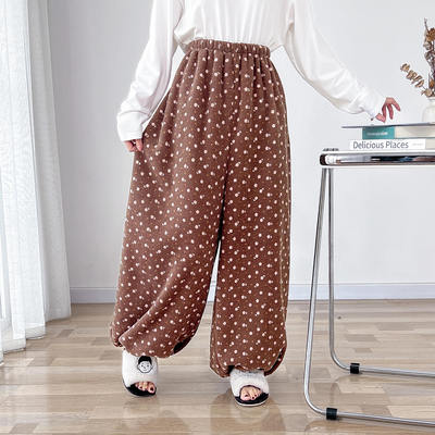 大码睡裤女冬季加厚加绒米粒绒