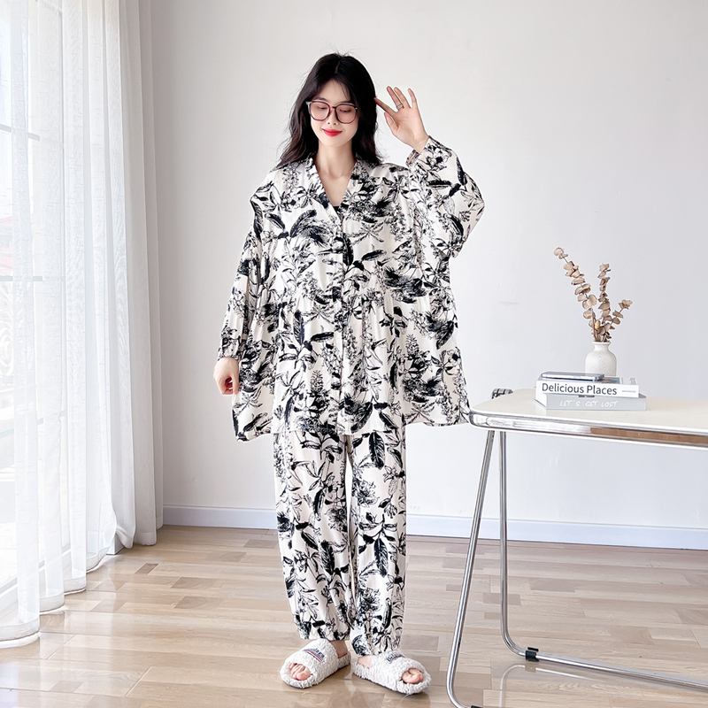 月子服大码哺乳睡衣女200斤棉绸春夏薄款孕妇产后喂奶家居服套装