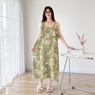 防凸点棉绸夏季甜美大码吊带睡裙