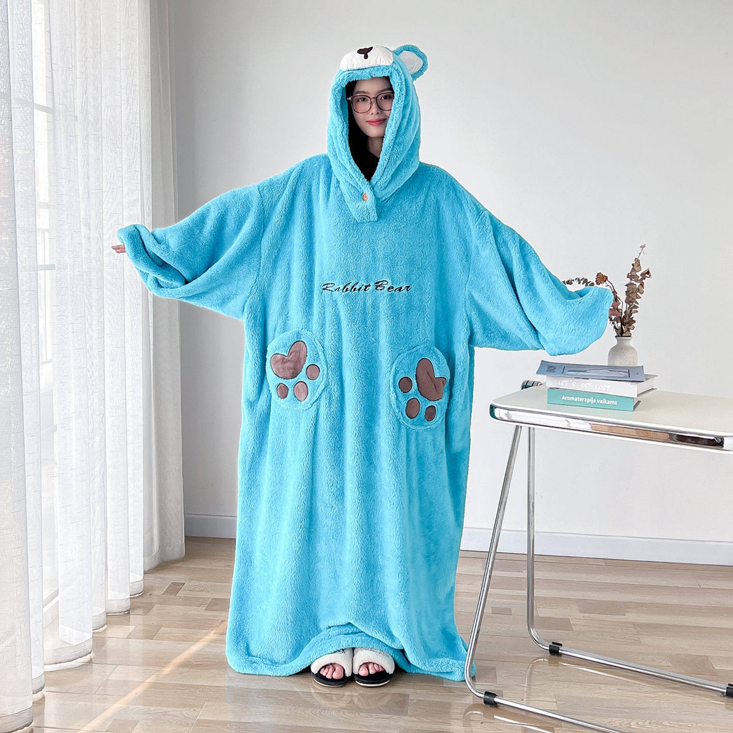 冬季超长款大码睡袍女加厚加绒睡袋胖MM加肥200斤保暖睡裙家居服