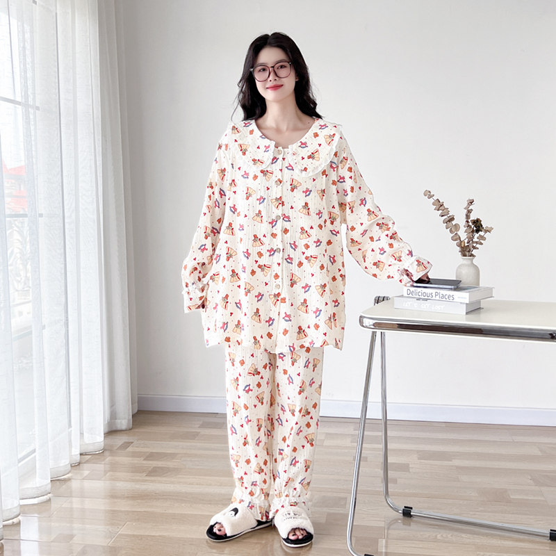 卡通翻领月子服大码哺乳睡衣女200斤春秋长袖孕妇产后喂奶家居服,女士内衣/男士内衣/家居服,睡衣/家居服套装,淘宝优惠券,粉丝福利购,淘宝优惠卷