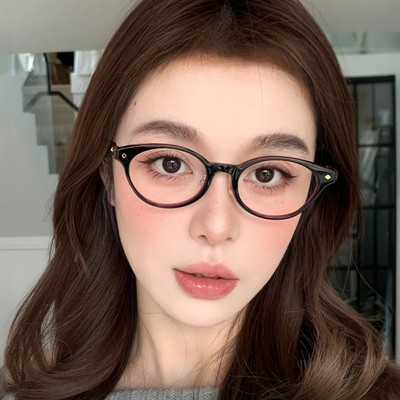 西太后同款中古土星书呆子眼镜框架女蝴蝶结镜腿可配近视镜 33002