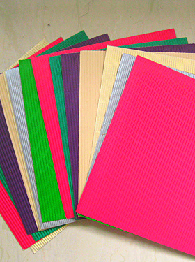 100张彩色瓦楞纸21*15 幼儿园手工制作diy材料波浪折纸美工纸5色