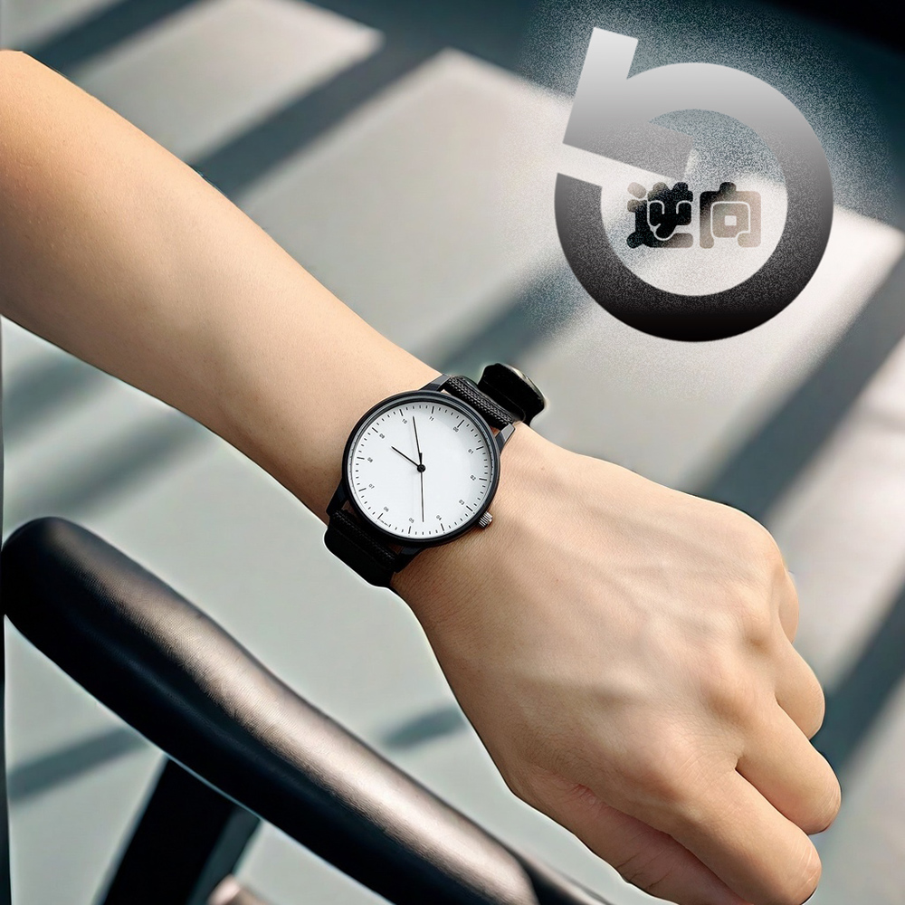 节日礼物 Enmex创意指针逆时针手表 反方向的钟表考试学生腕表