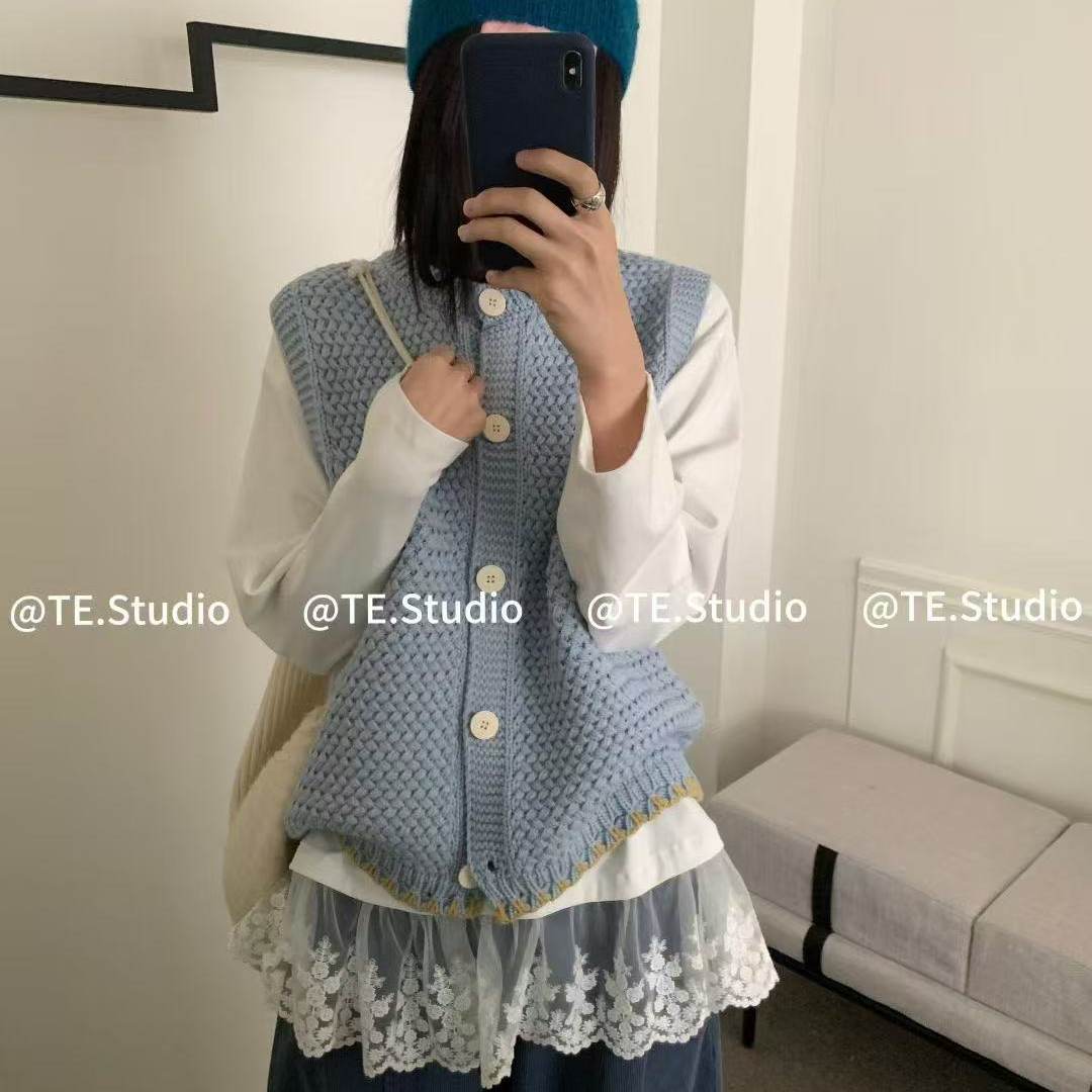 薄款螺纹百搭春季叠穿马夹常规款上衣编织秋冬圆领马甲坎肩针织