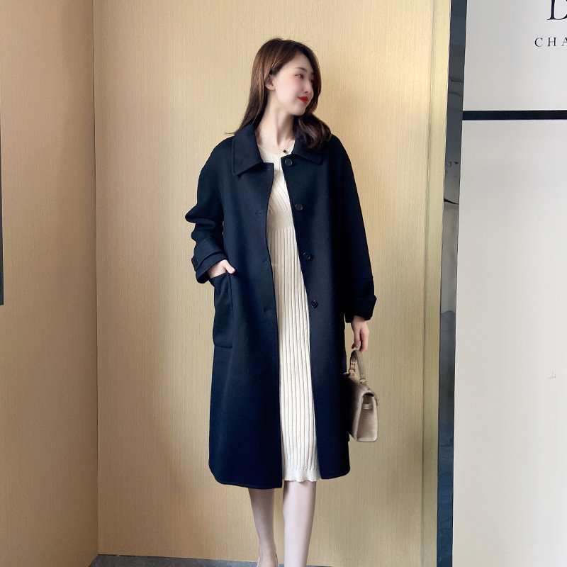 YUNMEGN女装秋冬欧美韩版宽松显瘦澳洲羊毛呢大衣长款过膝外套