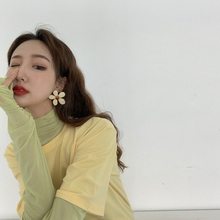 女夏宽松t恤洋气高领上衣 打底衫 2019韩版 糖果色网纱防晒内搭长袖