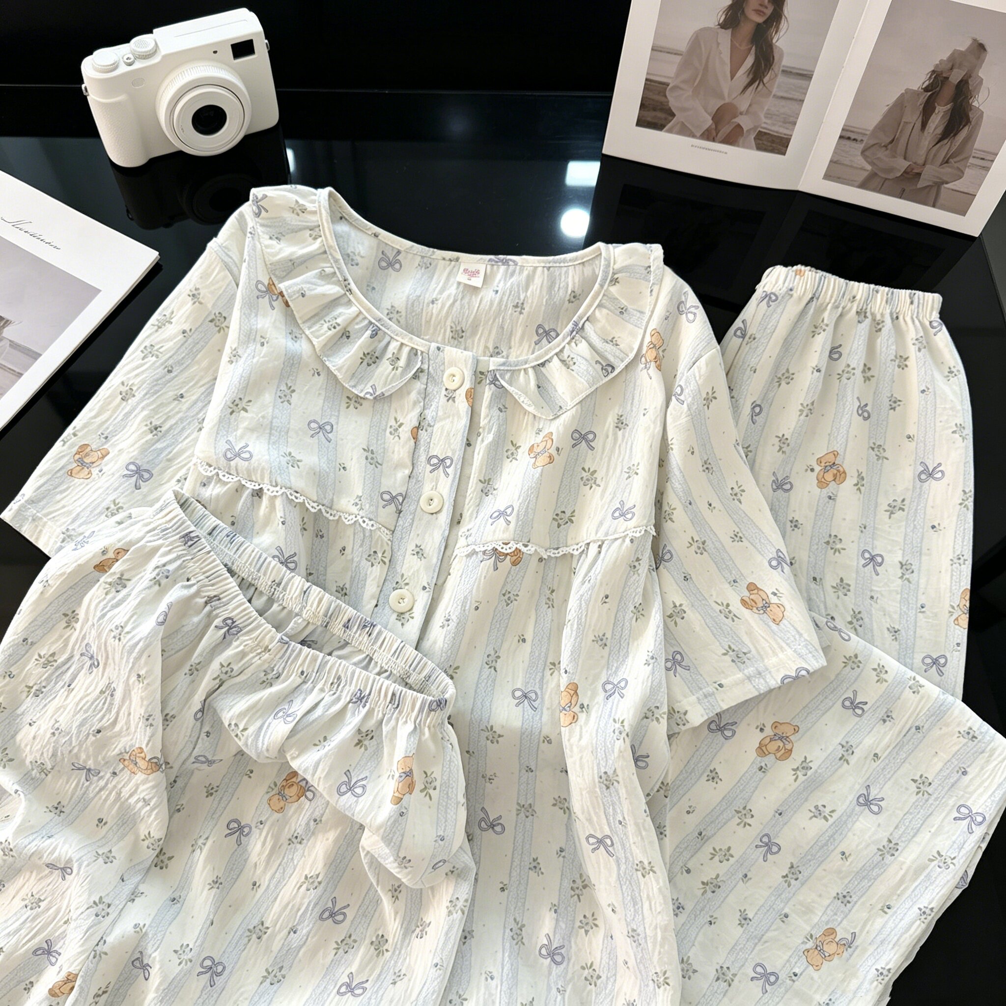 夏季女可外穿小熊三件套家居服