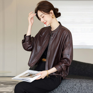 头层绵羊皮小个子真皮皮衣短款女皮夹克休闲宽松外套2026春季新款