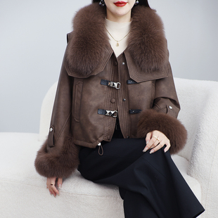 真狐狸毛毛领皮草大衣女2025冬新款 鹅绒羽绒外套 大牌奢华高档时尚