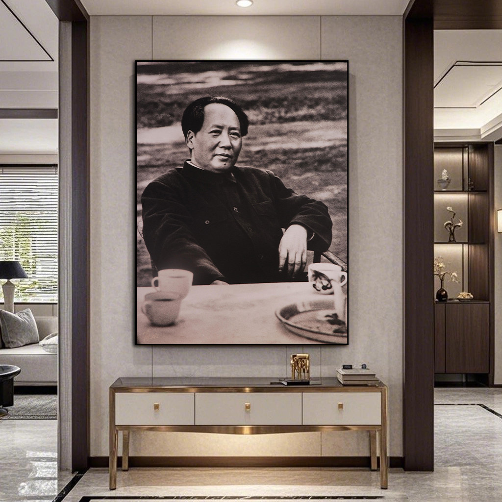 毛主席画像挂画毛泽东像墙画伟人头像客厅中堂装饰画书房玄关壁画