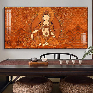 西方佛像唐卡挂画玄关装饰画风水客厅阿弥陀佛菩萨大威德金刚壁画