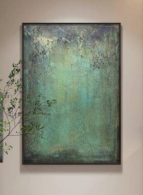 中古风绿色抽象入户落地玄关装饰画意式侘寂风客厅沙发背景墙挂画