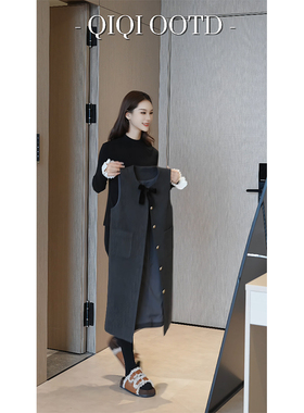 柒院家大码女花边袖半高领针织打底衫2025秋冬款遮肉保暖内搭上衣