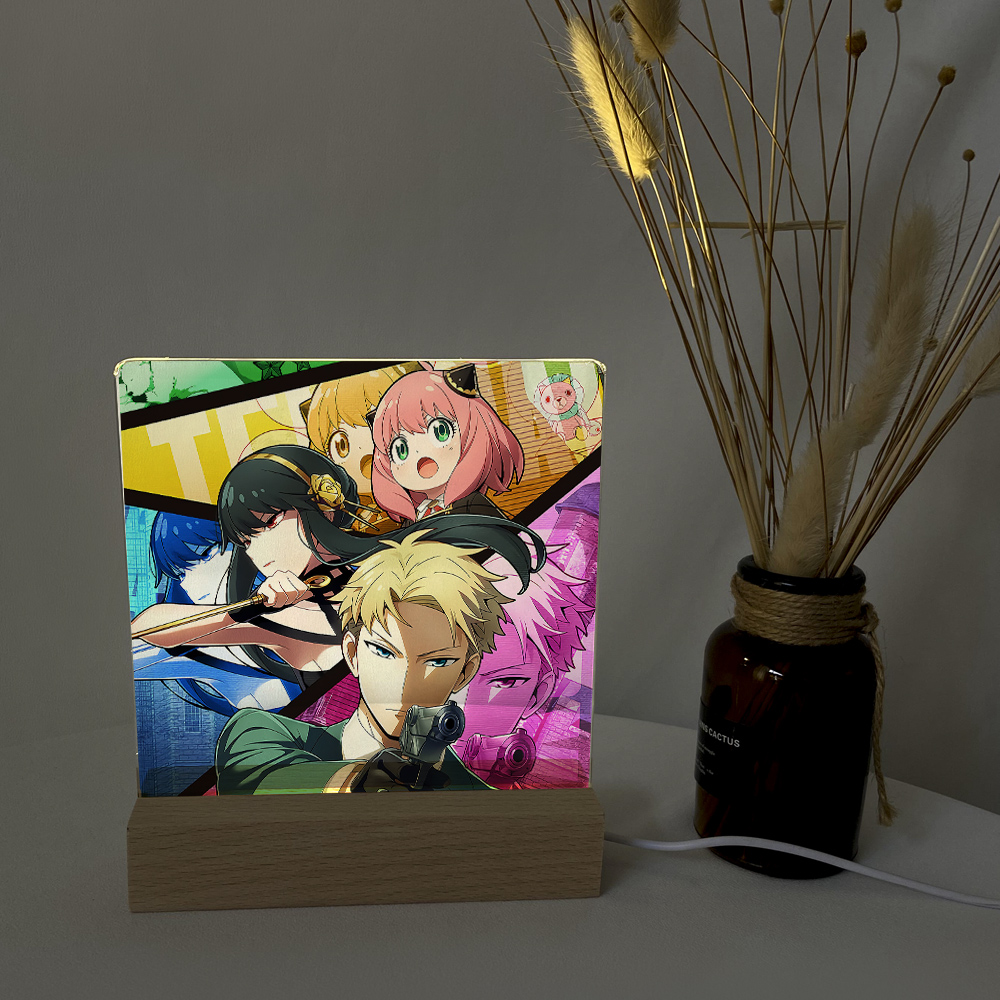 漫能间谍过家家水晶夜灯二次元玻璃立牌床头灯日本动漫周边礼物