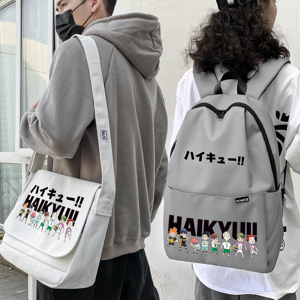 漫能排球少年双肩包乌野高校日向翔阳帆布包单肩包大容量书包周边