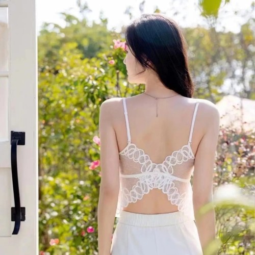 正品丽维3013美背吊带杯垫一体款打底内搭外穿蝴蝶美背蕾丝女背心