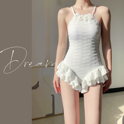 Dream白色纯欲肌理感连体泳衣