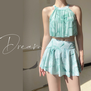 显瘦 学生泳装 蜜Dream泳衣女温泉保守分体裙式 小清新聚拢性感韩版