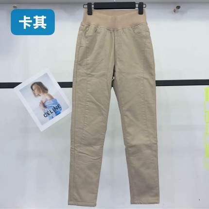 尹衣社1120棉裤2025冬季加厚保暖松紧腰弹力夹棉高腰女长裤正品