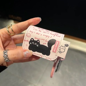 萌趣可爱小黑猫适用漫步者Comfo CLip耳机壳花再ZeroAir保护套花再ZeroClip翻盖皮质软盒zero喵小众防摔女款