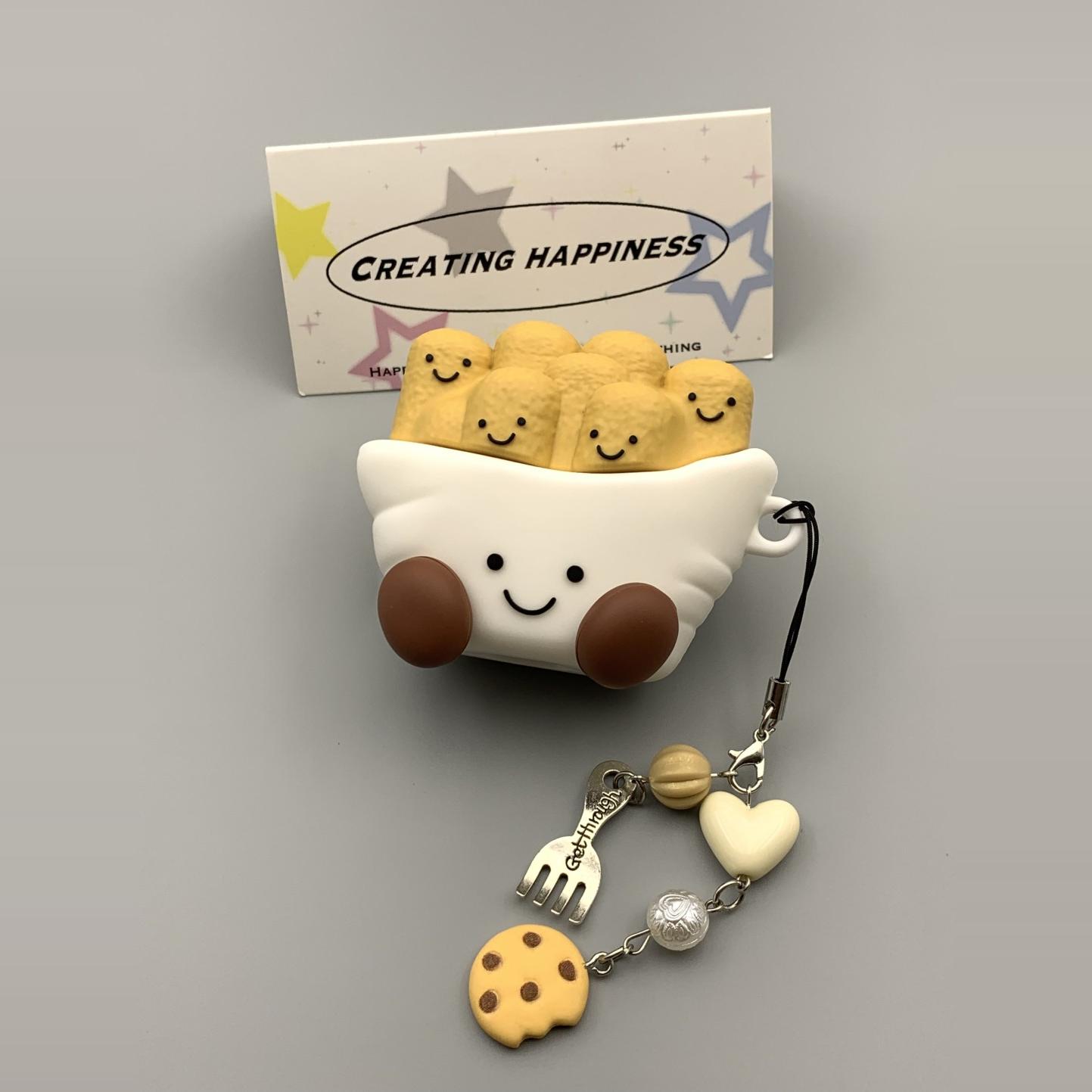 可爱炸鱼薯条防摔硅胶华为耳机壳