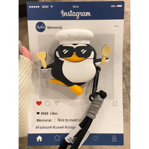 超火可爱高雅人士跳舞企鹅适用AirPodsPro三代耳机壳苹果蓝牙AirPods4代软Pro3代硅胶1/2/3代防摔套Pro2代女