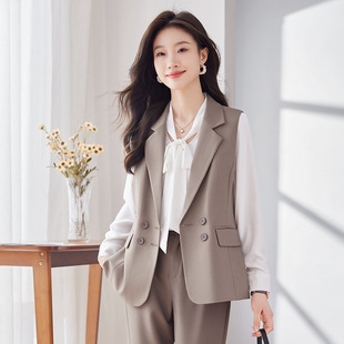 春装时尚休闲马甲衬衫套装职业女装主持人正装套裤办公工作服高端