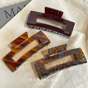 韩国小众france长方形镂空复古高级感醋酸后脑勺抓夹鲨鱼夹发夹