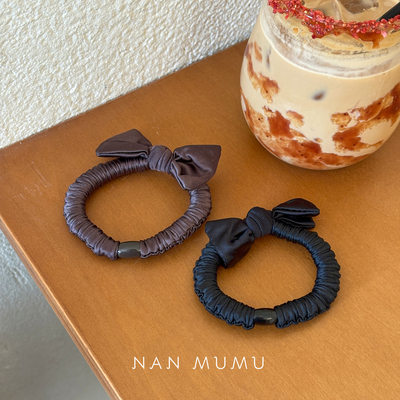 NANMUMU蝴蝶结缎面百褶发圈 韩国进口高颜值发绳扎马尾高弹力皮筋