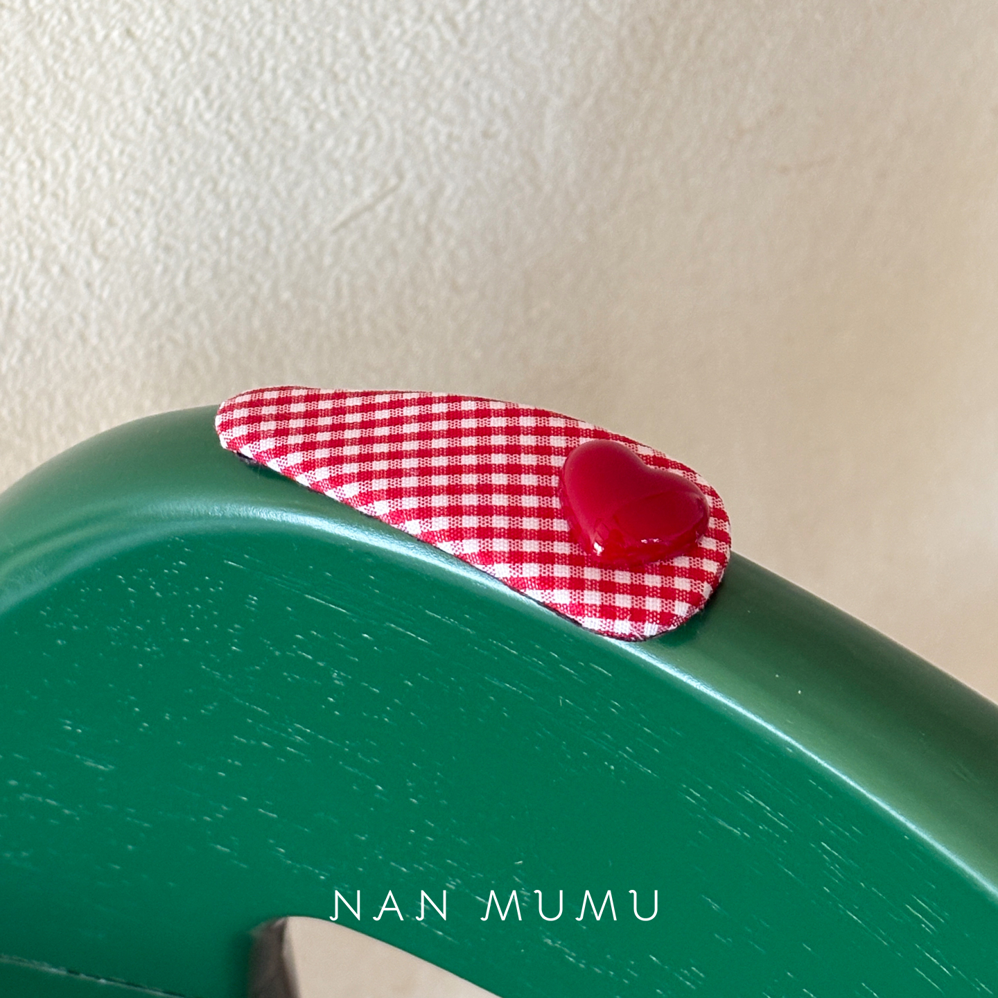 NANMUMU红色网格爱心BB夹 韩国进口前额碎发侧边刘海夹无痕发卡女