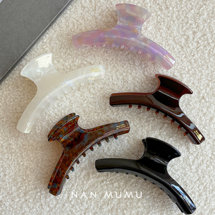 韩国France金标弧形豹纹醋酸抓夹法式 黑色大号发量多发抓盘发发夹